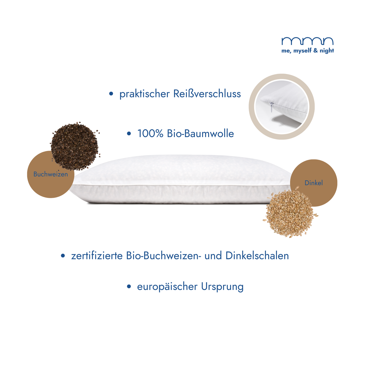 2-Kammer-Kissen 45x60 cm mit Dinkel & Buchweizen