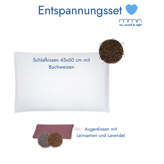 Entspannungsset me, myself & night in burgundrot: Augenkissen mit Leinsamen und Lavendel + Schlafkissen 45x60 cm mit Buchweizen