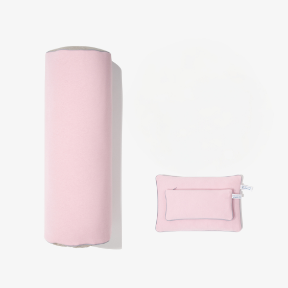 Entspannungs- & Meditationsset me, myself & night in rosa: Große Yoga-Rolle mit Buchweizen + Wärmekissen mit Kirschkernen + Augenkissen mit Leinsamen und Lavendel